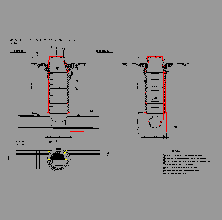Bloque Autocad Pozo registro circular